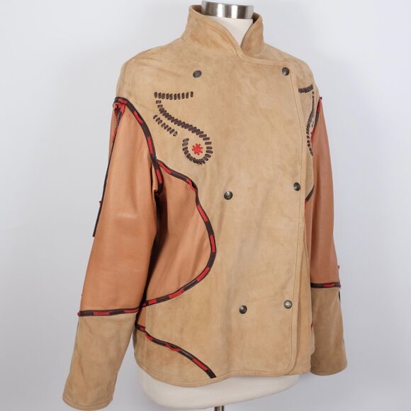 ETRO leather suede jacket 48 US 12 Western Native American tassels - Picture 13 of 13